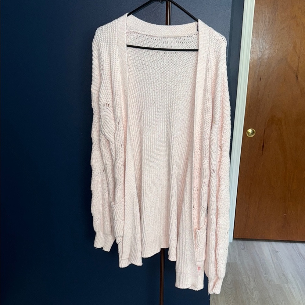 Women's Pink Open-Front Sweater
